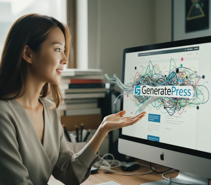 복잡한 테마를 없애고 제너레이트프레스를 설치하는 젊은 한국 여성