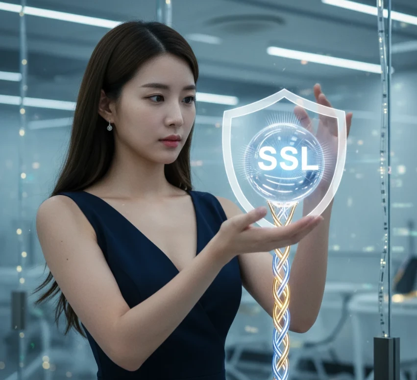 유리 구슬을 보호하는 SSL 방패와 연결 끈을 만드는 젊은 한국 여성